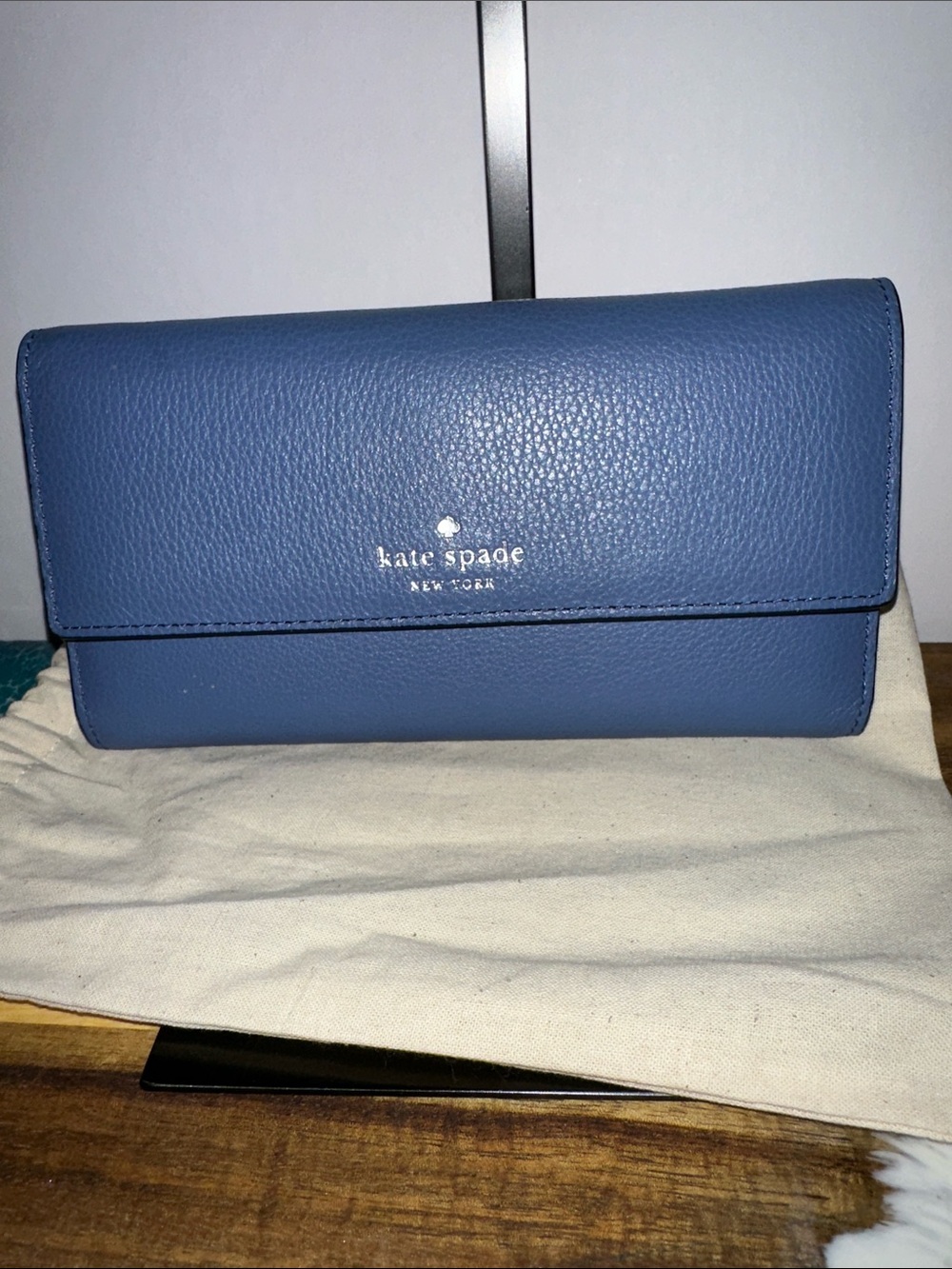 kate spade Blue Pebbled Leather Continental Wallet